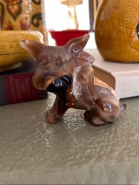 Super Cute Vintage Dog Figurine Caramel Slag End of Day Glass By Imperial IG.